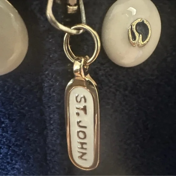 RARE St. John Military Navy Blue Jacket Blazer Santana Marie Gray Wool/Rayon 14 - Picture 10 of 15